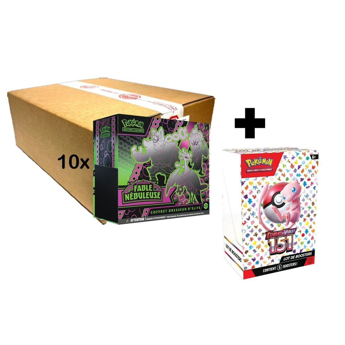 Lot de 10 ETB Fable Nébuleuse + 1 Bundle 151 - Pokémon - FR -  [EV3.5][EV6.5]